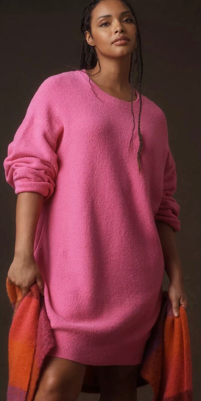 Daily Practice by Anthropologie Long-Sleeve Sweater Mini Dress Pink Sz 2X